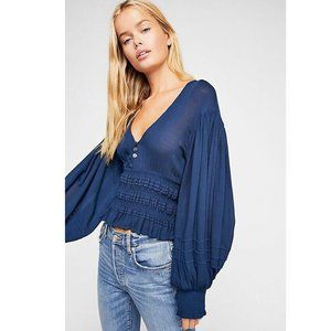 Free People Coco Loco Cute Top Endless Summer Cropped Blouse Billowy S